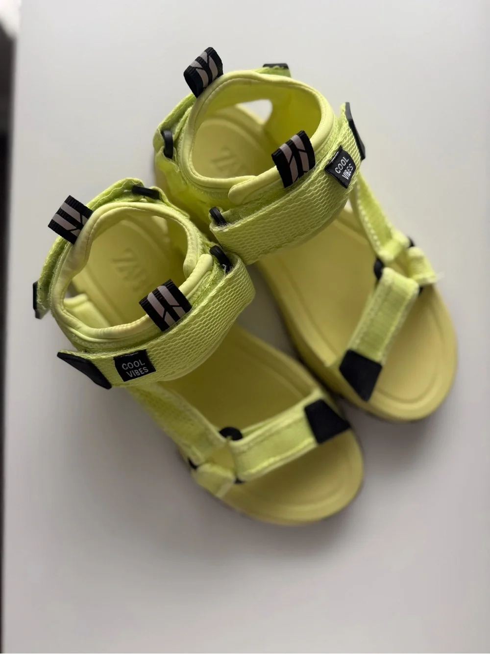 Zara Neon Lime Adjustable Sport Sandals for Kids